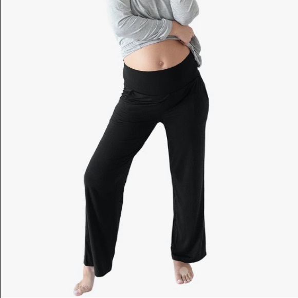 TWO HEARTS Maternity And Postpartum Black Relaxed Polyester Pants |S
